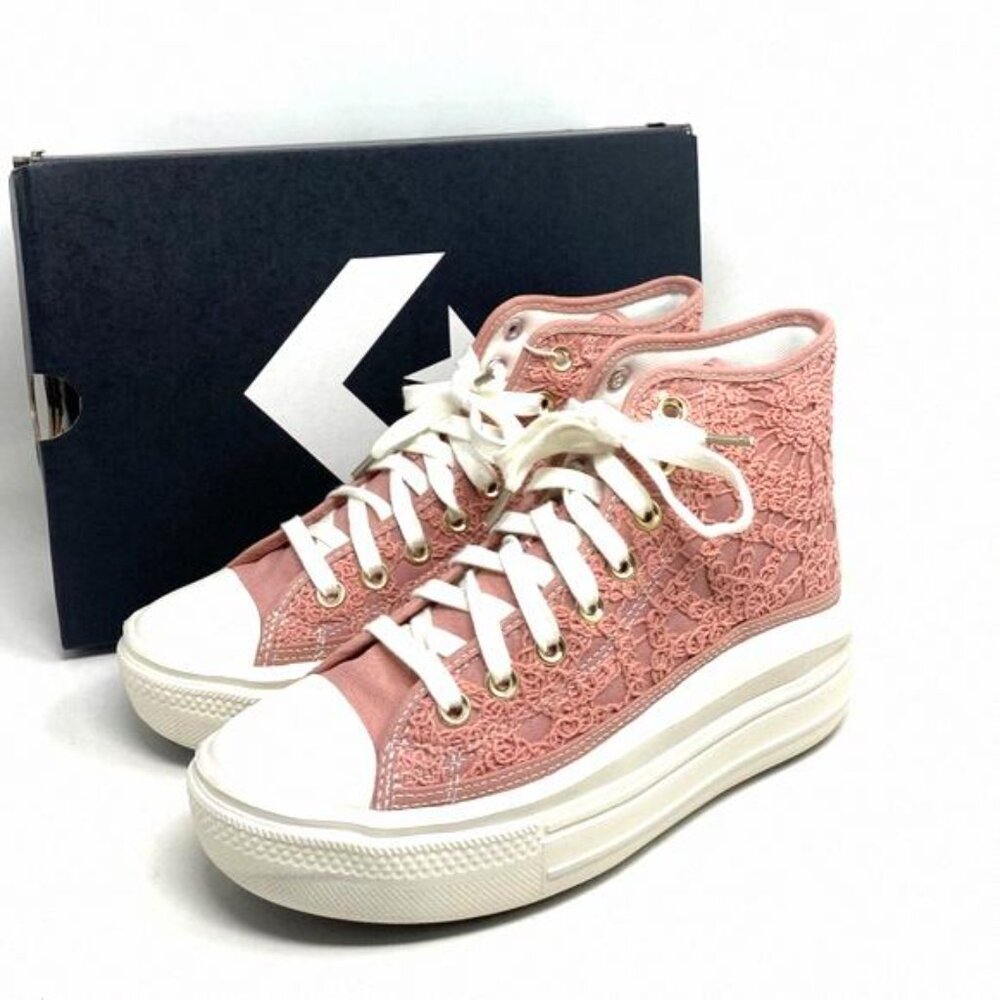 Converse Chuck Move Platform Sneaker Women's Crocheted A03951C Pink High Cotton - Picture 7 of 12